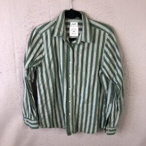 Richter Goods Shirt / Mens Large / Green Seersucker Striped Western Snap Button
